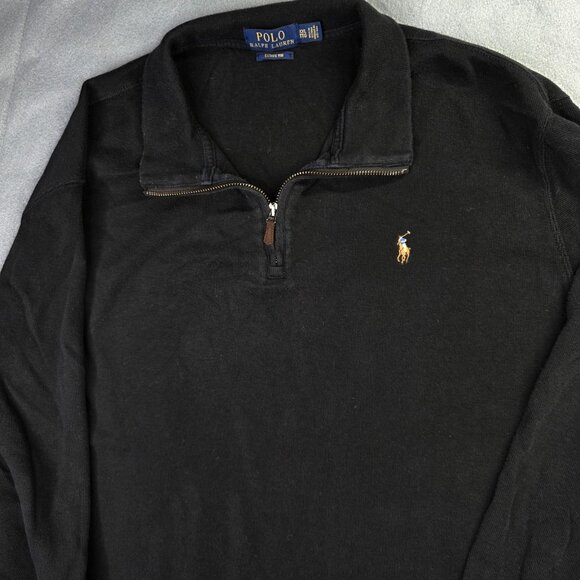 Polo Ralph Lauren Sweater Mens 2XL Black Estate Rib 1/4 Zip Pullover Pony Preppy - Picture 4 of 9